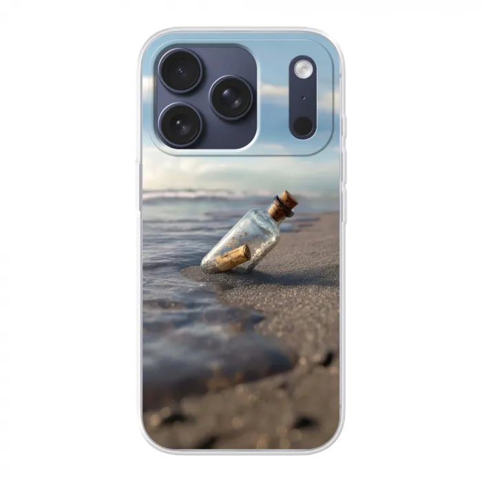 Glazenfles - Post - Zee - Zand Telefoonhoesje iPhone 17 Pro klein -3d