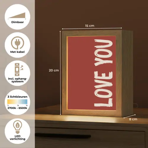 Schuin - Loveyou - Rood Light Box met kabel (Tafellamp) klein -USP_NL