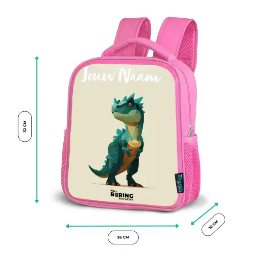 Dino - Dier - Groen Kinderrugzak - Roze middel -productfoto_formaten