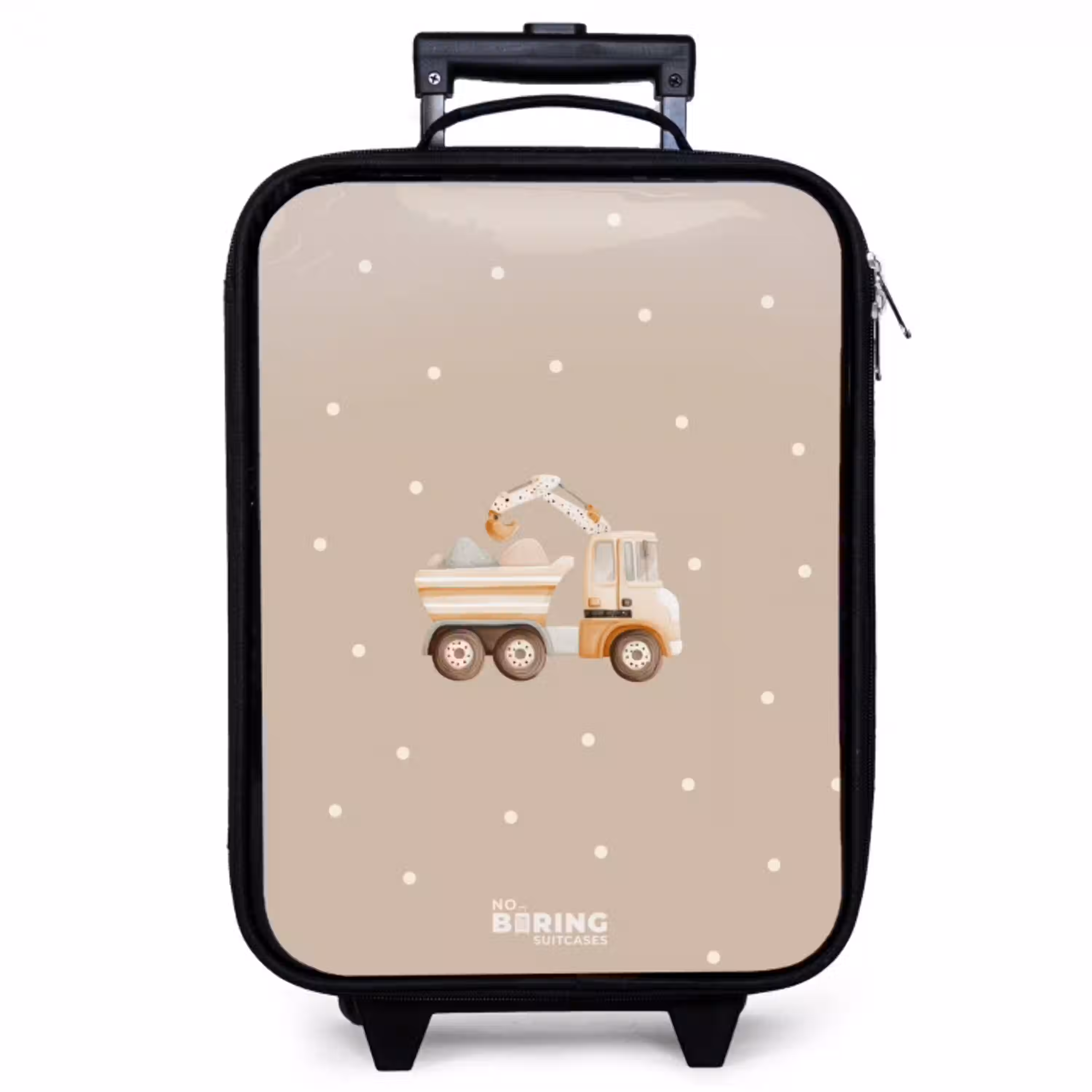 Gele kiepwagen met stenen en stippenpatroon Kinderkoffer - Zwart klein -zzz_website3d