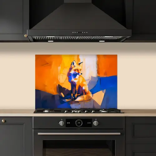 Vos - Oranje - Vormen - Abstract keuken achterwand spatscherm klein -sfeer1