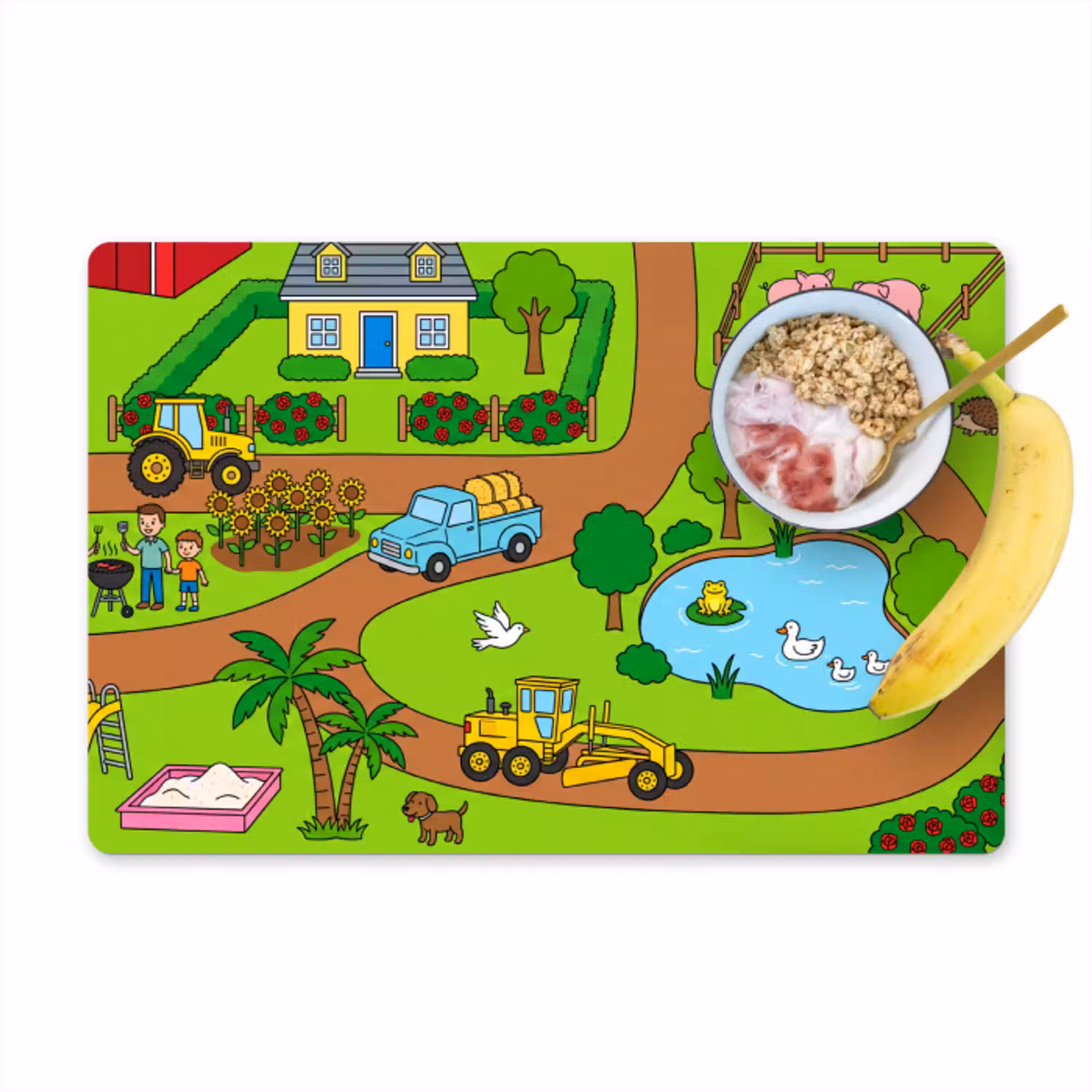 Platteland - Dieren - Cartoon Placemat vinyl groot -zzzproduct_Kitchenyeah-website