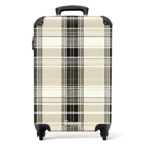 Klassiek geruit patroon in beige NBS - Handbagage koffer - Unisex middel -productfoto_recht