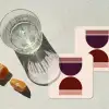 Zandloper - Symmetrisch - Rood - Paars onderzetter kurk middel -sfeer4