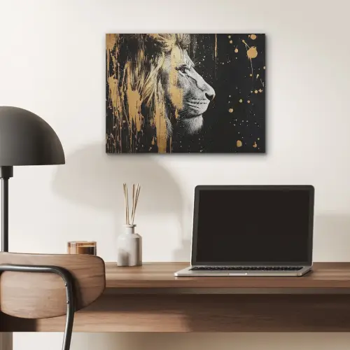 Portret - Leeuw - Abstract - Goud PET vilt klein -sfeer5