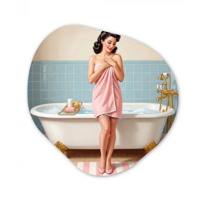 Badkamer - Vrouw - Roze Wandcirkel Organisch Aluminium middel -3d