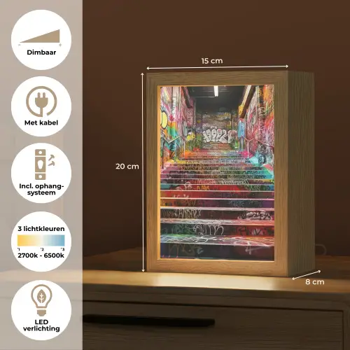 Trap - Graffiti - Kleuren - Kunst Light Box met kabel (Tafellamp) klein -USP_NL