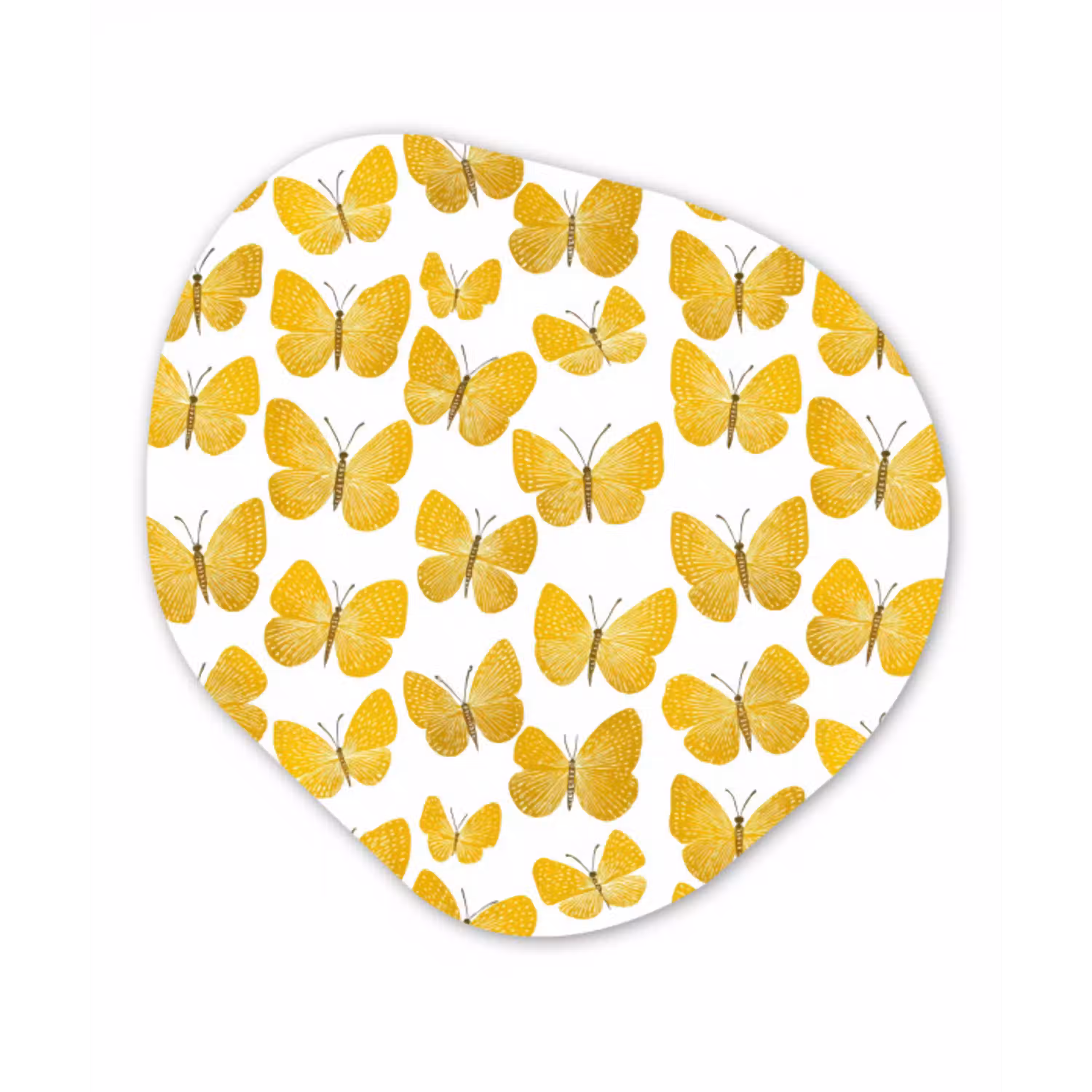 Vlinders - Botanisch - Illustratie - Geel - Wit Wandcirkel Organisch Aluminium middel 851 -3d