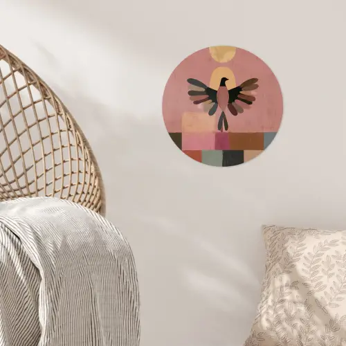 Illustratie - Vogel - Vlakken - Kleurrijk Wandcirkel behangsticker klein -sfeer4