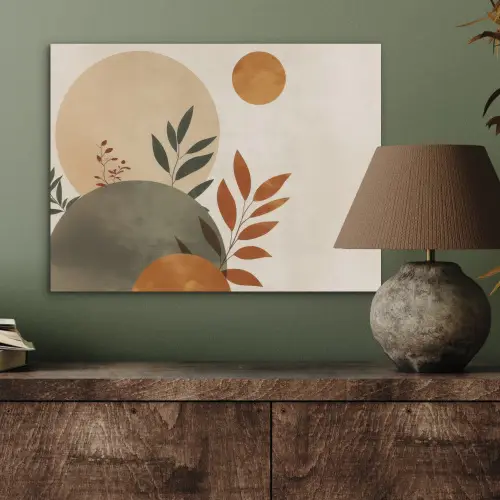 Vormen - Rond - Bladeren - Beige PET vilt klein -sfeer2
