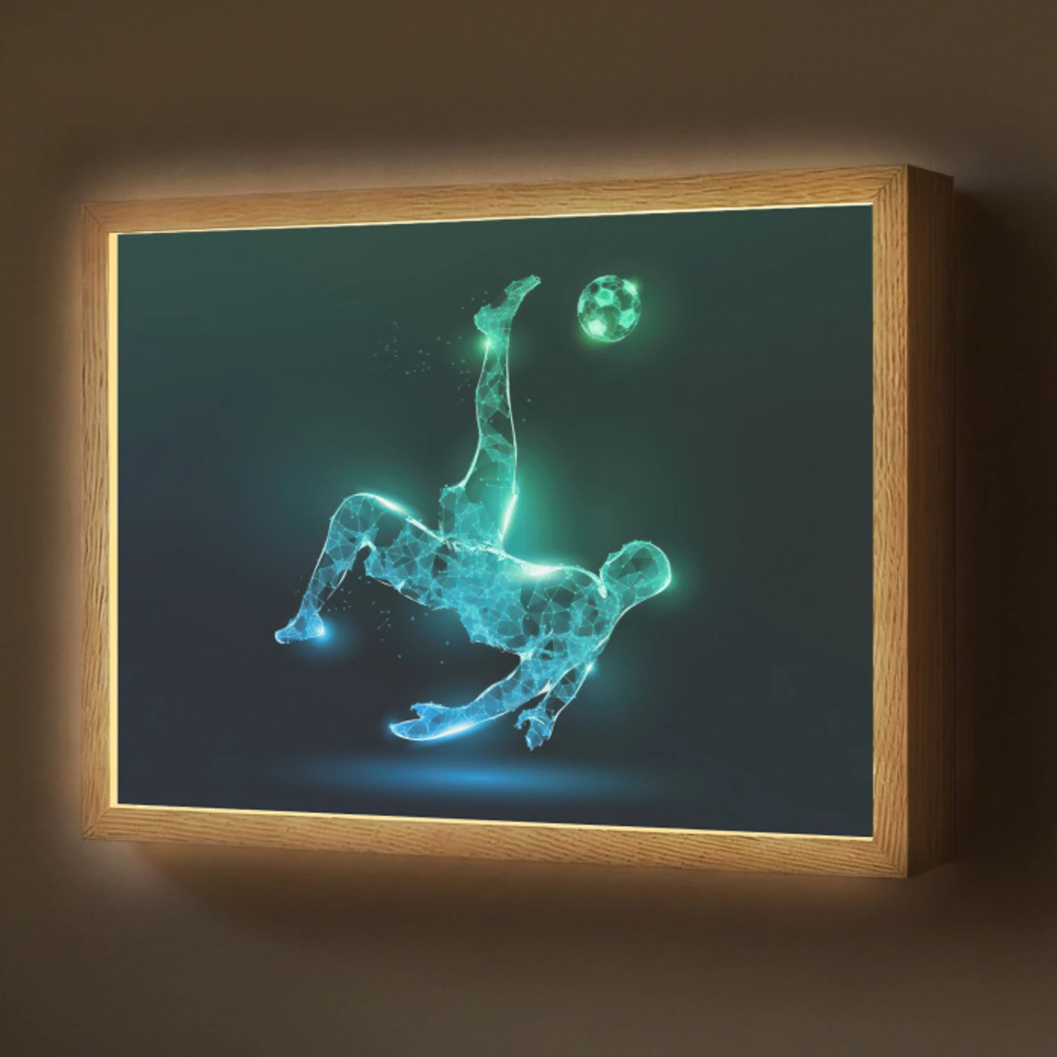 Voetbal - Voetballer - Jongen - Zwart Light Box met batterij (Wandlamp) middel -z3d_website