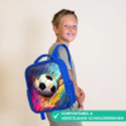 Neon - Voetbal - Kleurrijk Kinderrugzak - Blauw middel -sfeer3_NL