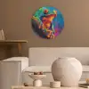 Kikker - Felgekleurd - Tak - Regenboog Akoestische PET Vilt - Rond klein -sfeer1