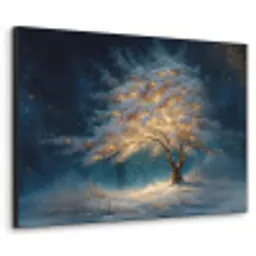 Levensboom - Nacht - Donker - Blauw Textielframe - compleet frame klein -3d