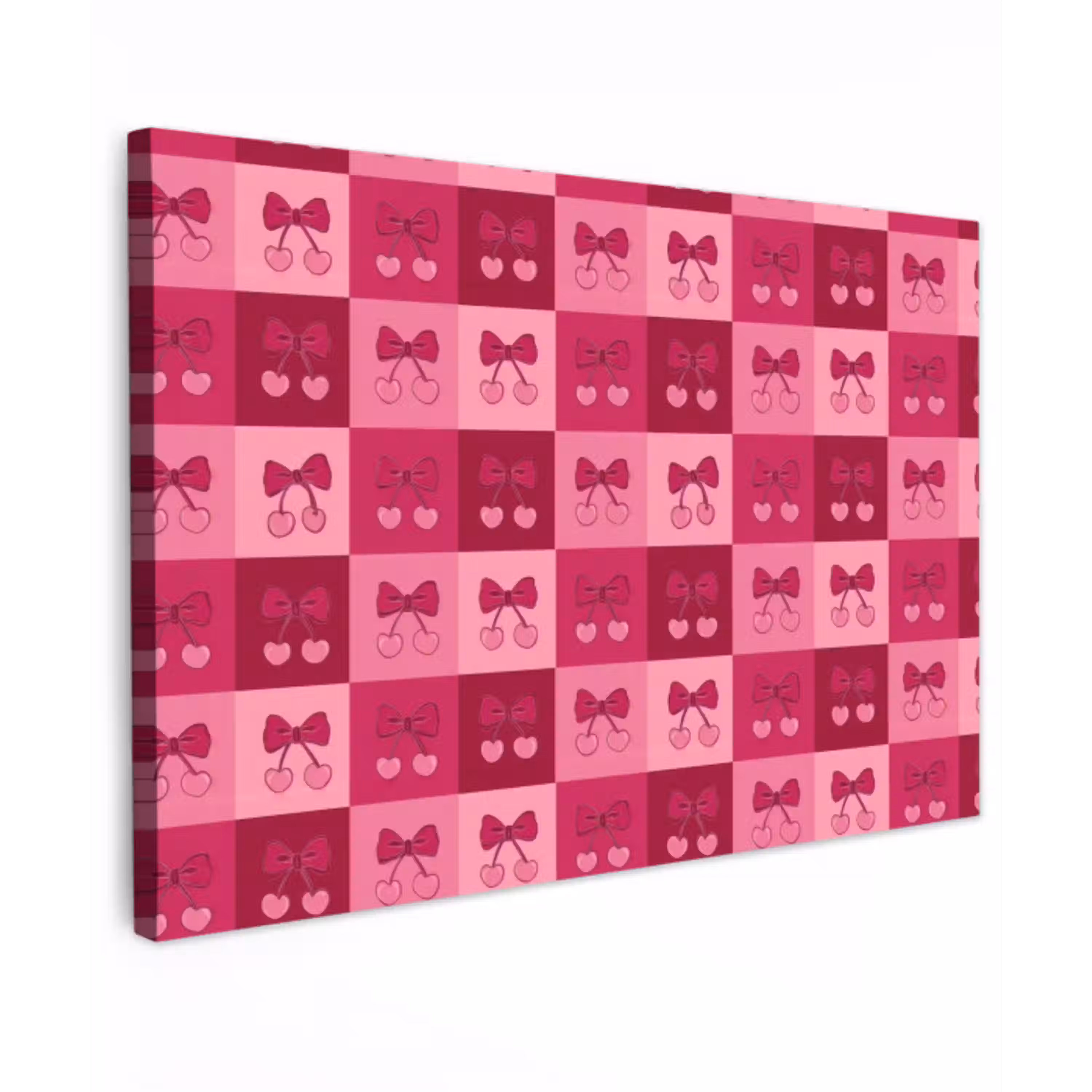 Kersen - Strikjes - Speels - Roze - Bordeaux canvas 2cm klein 34 -z3d