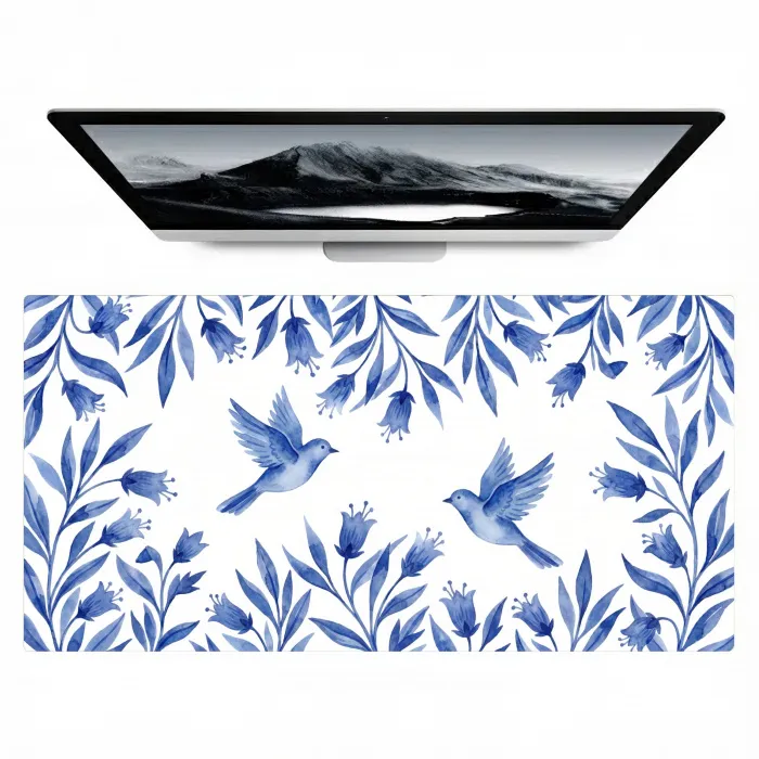 Modern - Vogels - Delfts - Blauw Muismat XXL klein -zzz3d