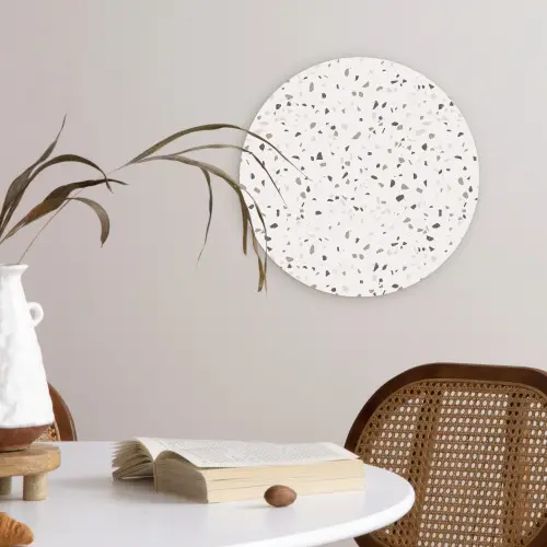 Terrazzo -  Patroon  -  Créme Wandcirkel plexiglas klein 852 -sfeer4