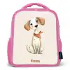 Bruin gevlekte pup op een beige achtergrond Kinderrugzak - Roze middel -3d