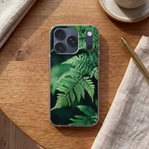 Varenblad - Groen - Structuur - Wazig Telefoonhoesje iPhone 17 Pro klein -sfeer1