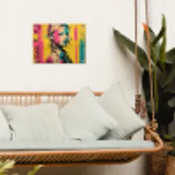 Vrouw - Verfstrepen - Gekleurd tuinposter los doek klein -sfeer7