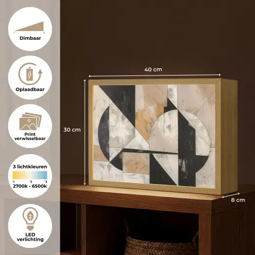 Abstract - Modern - Geometrisch - Pastel Light Box met batterij (Wandlamp) middel -USP_websiteoverzichtNL
