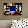 Mondriaan - Glas in lood - Oude Meesters - Kunstwerk - Abstract - Schilderij canvas 2cm klein -sfeer3