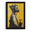 Vintage - Street art - Meisje - Masker - Geel - Banksy fotolijst zwart zonder passe partout klein -3d