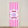 More coffee - Roze - Paars - Strepen - Mok deurposter klein -3d_beige