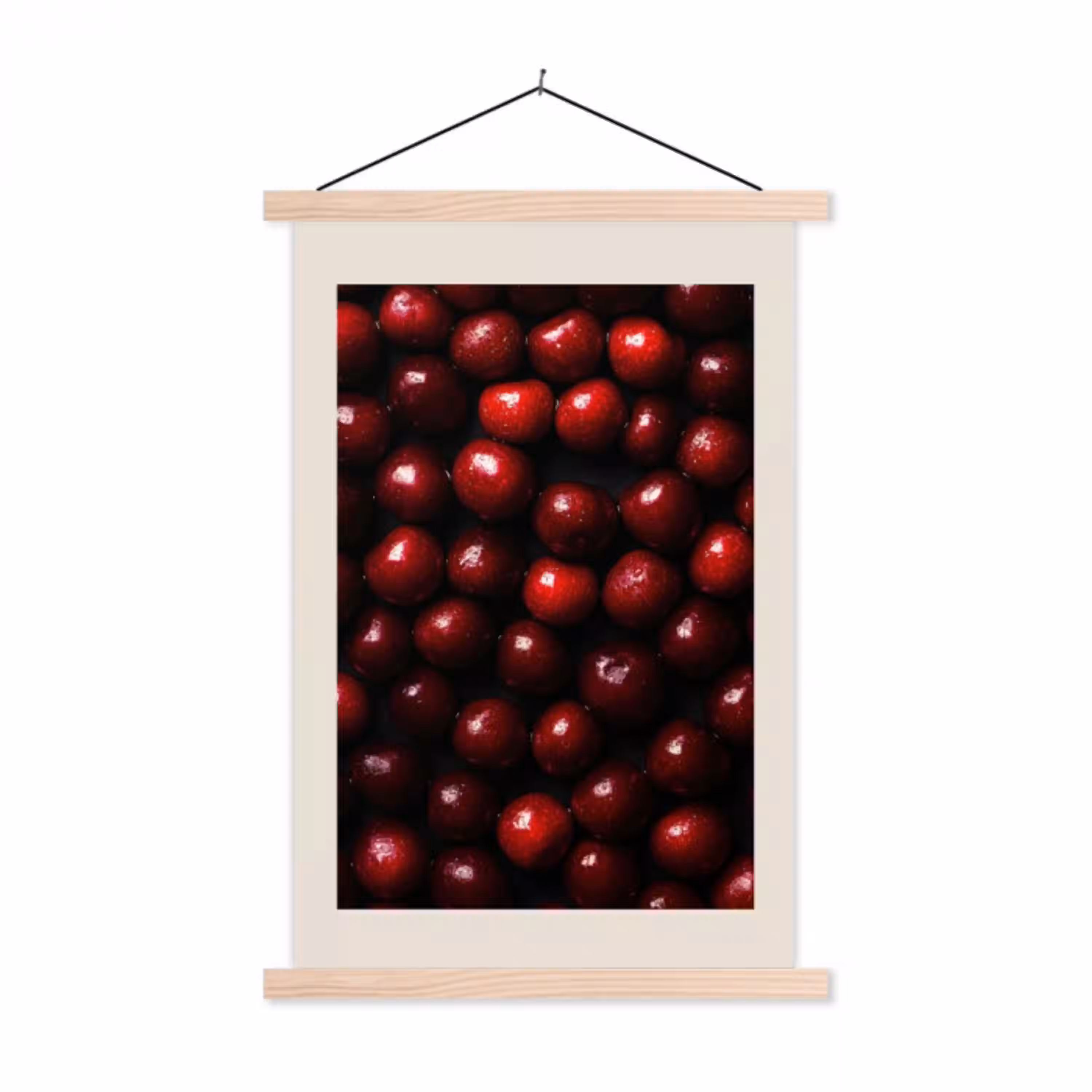Kersen - Rood textielposter latten blank klein -3d