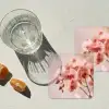 Orchidee - Bloemen - Roze - Bloemblaadjes onderzetter kurk middel -sfeer4