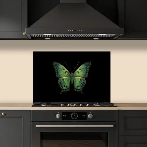 Vlinder - Groen - Diepte keuken achterwand spatscherm klein -sfeer1