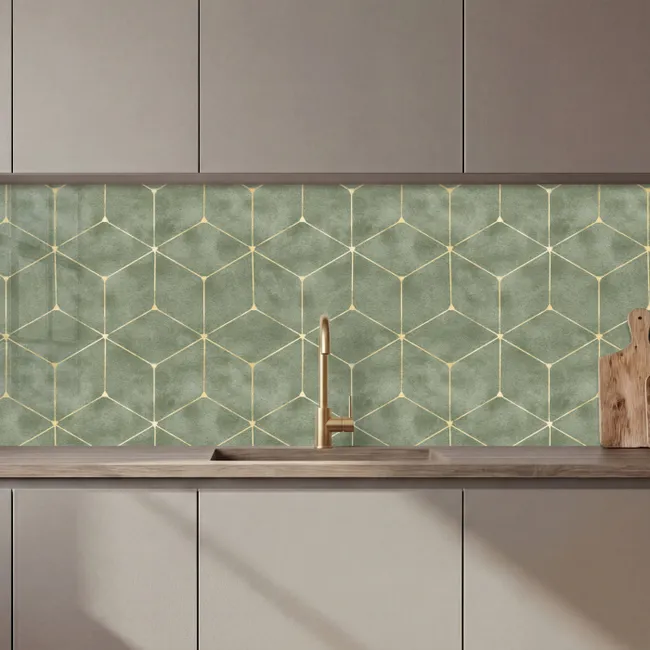 Küchenrückwand - Dezent - Geometrisch - Gold - Grün