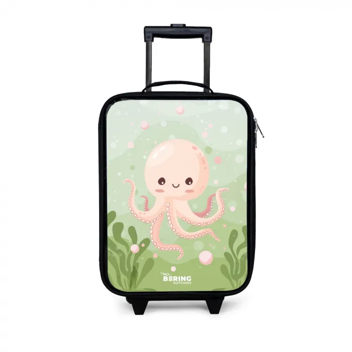 Roze octopus met een lach Kinderkoffer - Zwart klein -3d