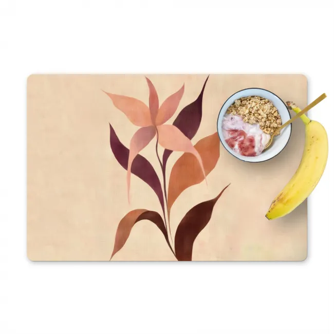 Minimalistisch - Bloem - Bladeren - Beige Placemat vinyl groot -zzzproduct_Kitchenyeah-website