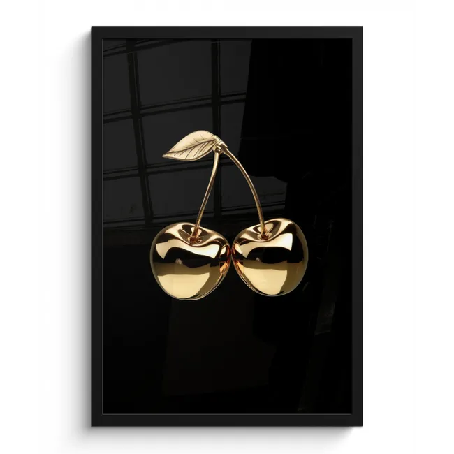Poster met lijst - Kersen - Zwart - Goud - Chrome