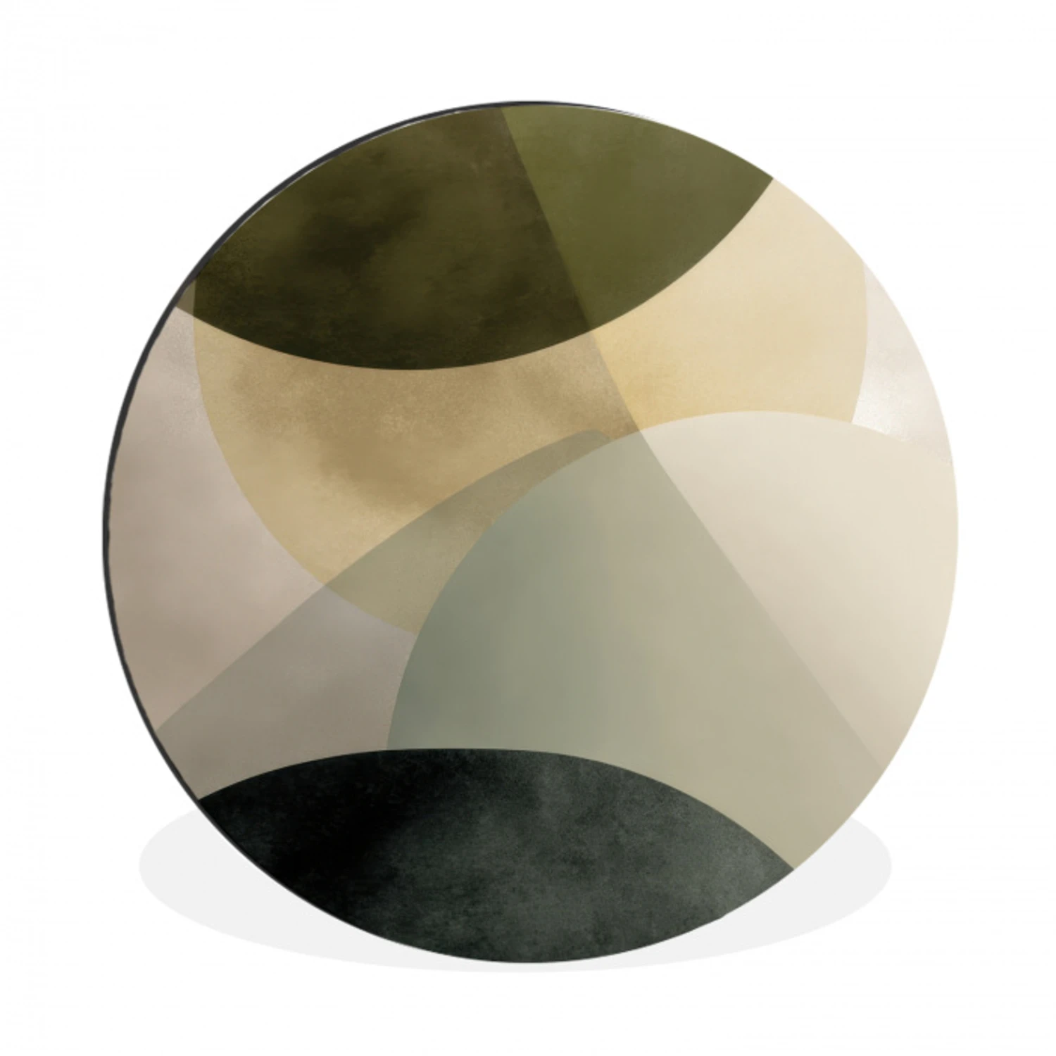 Vlakken - Abstract - Beige - Cirkels Wandcirkel aluminium klein -3d