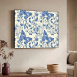 Vlinders - Bloemen - Blauw - Botanisch Textielframe zwart klein 947 -sfeer3