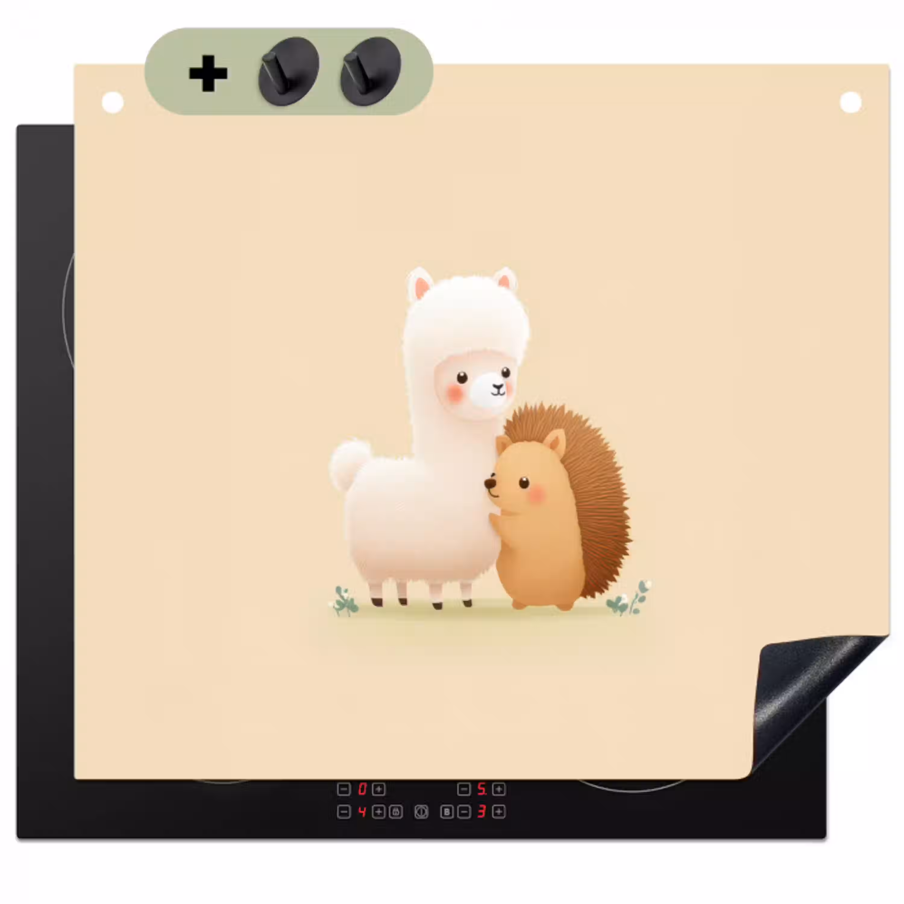 Alpaca - Egel - Bruin - Knuffelen Inductie beschemer met haakjes klein -3d