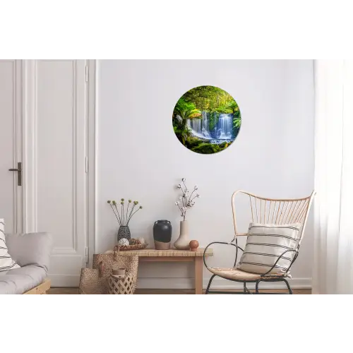 Jungle - Waterval - Australië - Planten - Natuur Wandcirkel aluminium klein -woonkamer