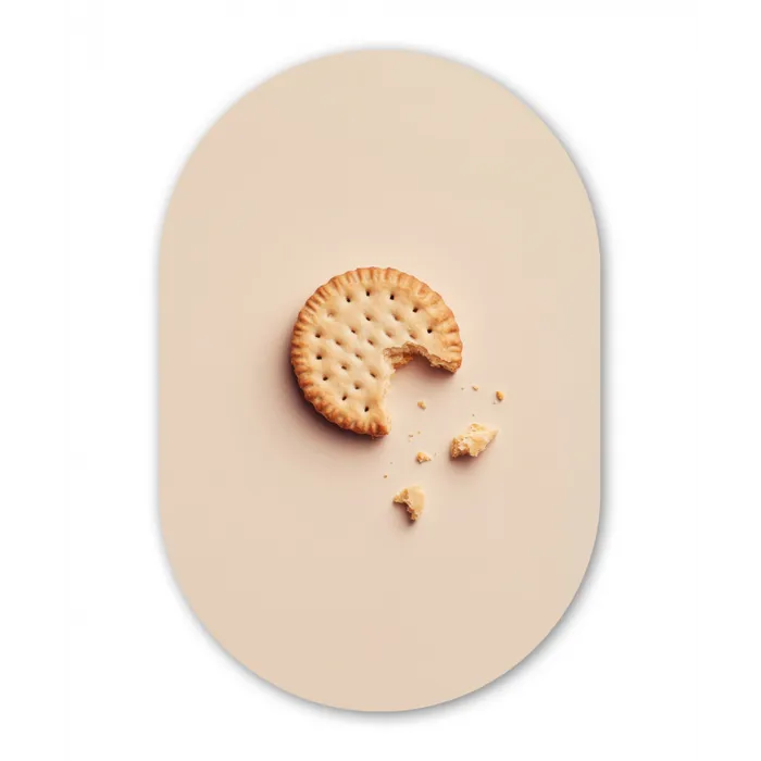 Koekje - Kruimels - beige Wandcirkel Ovaal Glas middel -3d