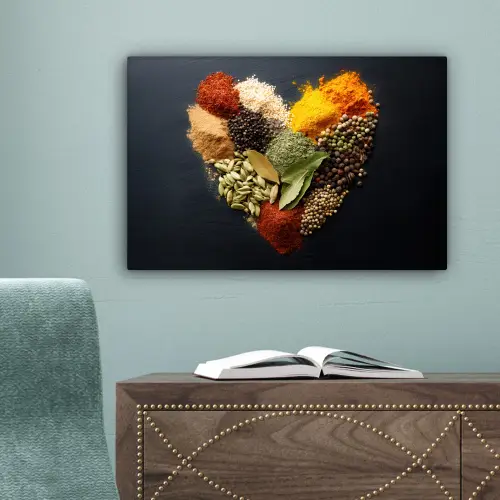 Specerijen - Mix - Hartvorm - Zwart canvas 2cm klein -sfeer4