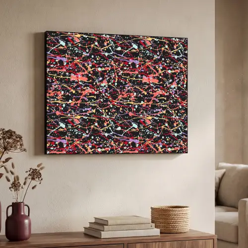 Spat - Abstract - Waterverf - Zacht Textielframe zwart klein 947 -sfeer3