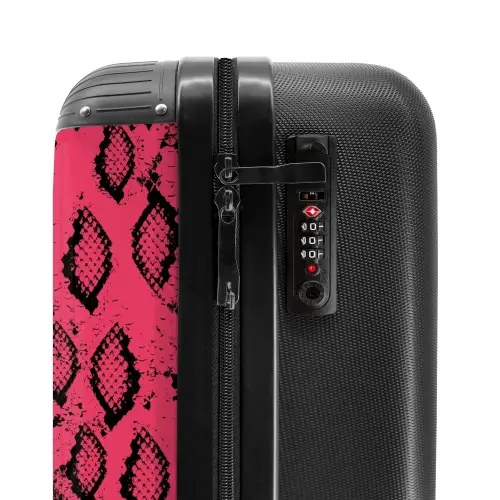 Felroze slangenprint NBS - Handbagage koffer - Kinderen Unisex middel -slot