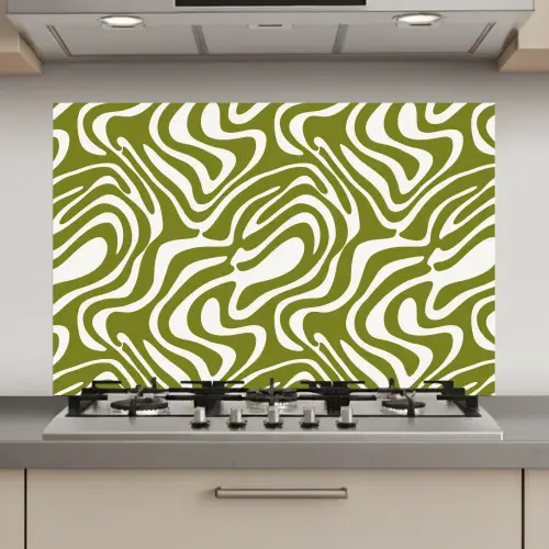 Lijnpatroon - Groen - Organisch keuken achterwand spatscherm klein 900 -3d_website