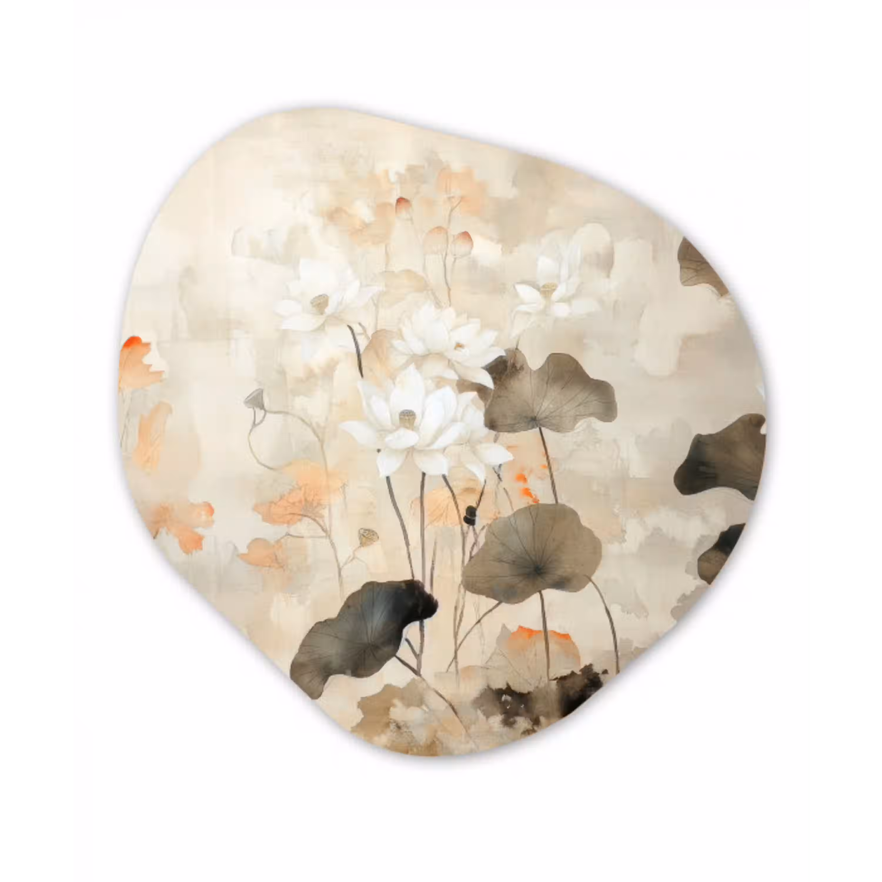 Bloemen - Japandi - Wabi sabi Wandcirkel Organisch Aluminium middel -3d