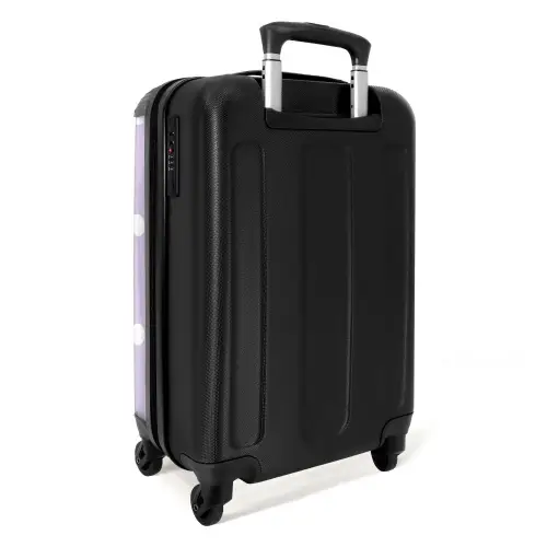 Lichtpaarse achtergrond met witte stippen NBS - Handbagage koffer - Kinderen Unisex middel -achterkant