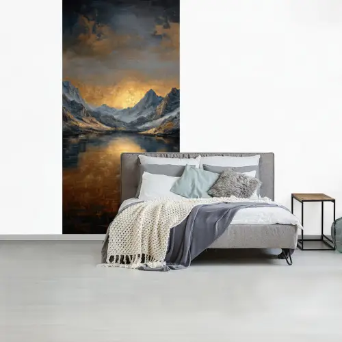 Berglandschap met Gouden Zonsondergang fotobehang vinyl groot -slaapkamer