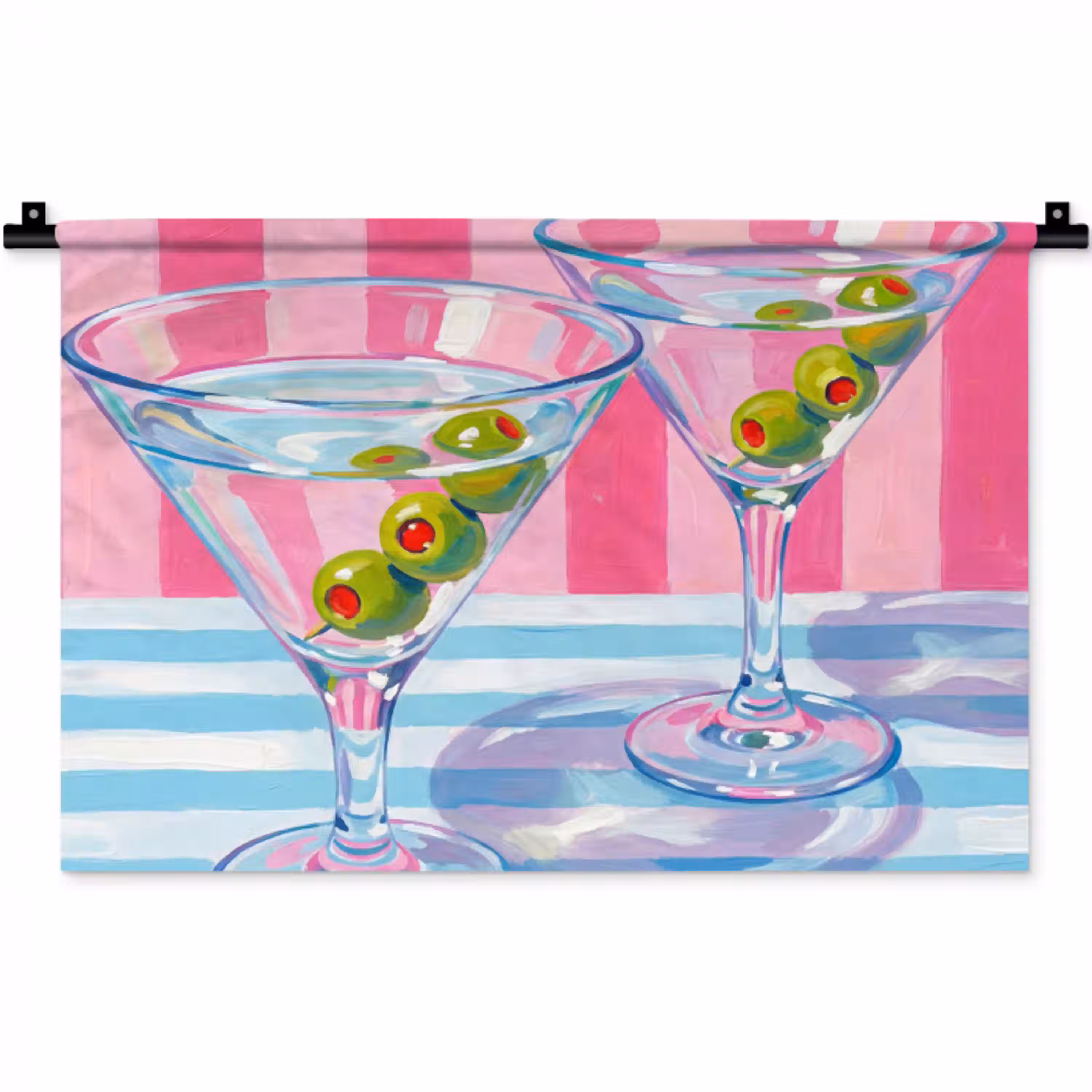 Cocktail - Olijven - Kunst - Modern - Roze Wandkleed katoen klein -zz3d