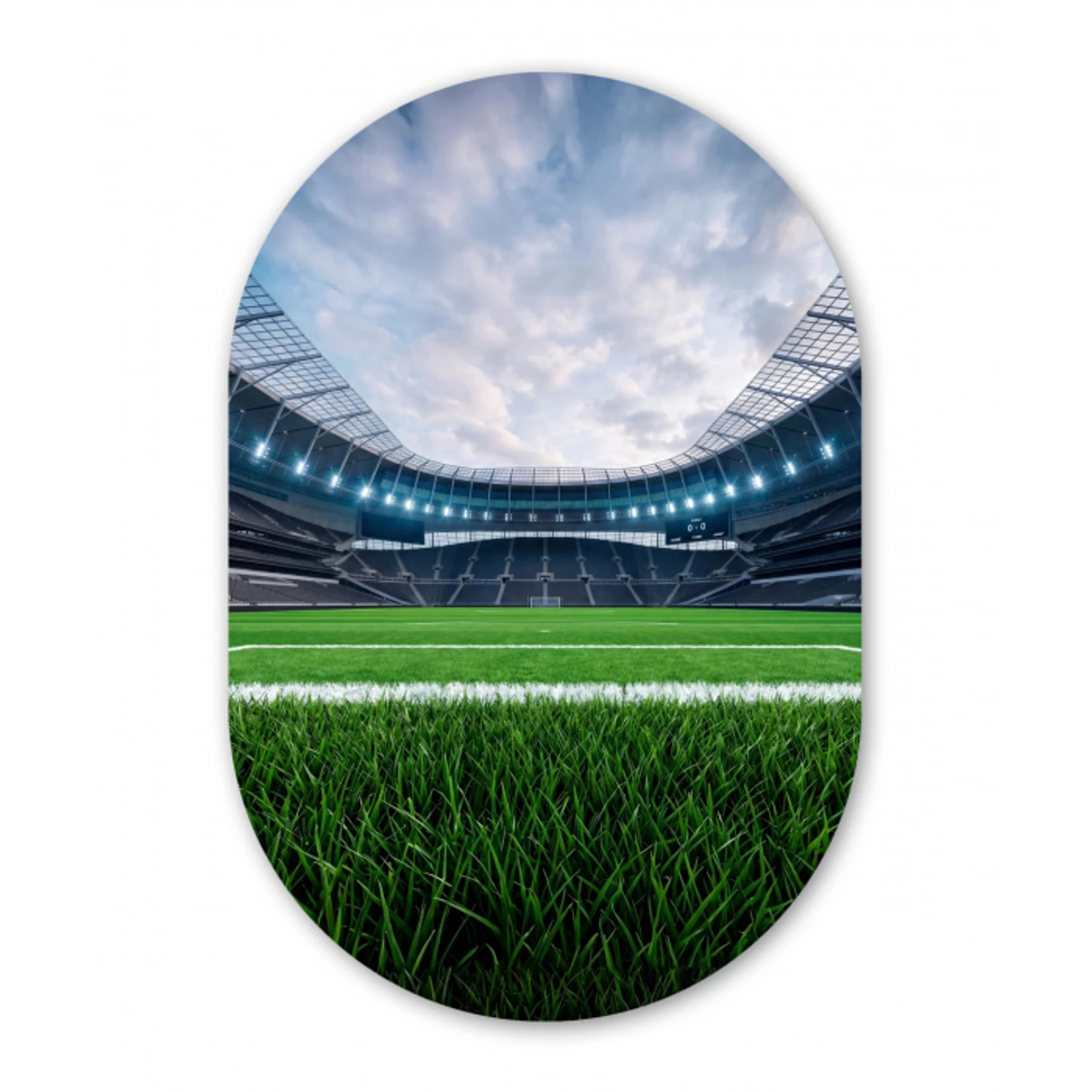 Voetbal - Stadion - Sport - Groen Wandcirkel Ovaal Forex klein -3d