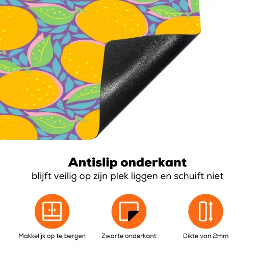 Sinaasappels - Bladeren - Kleurrijk Inductie beschermer vinyl 3mm klein 276 -zzzzzzz-td-onderkant